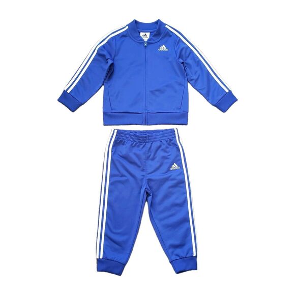 Adidas Classic Full Zip Toddler Boys 24M Royal Blue 3 Stripe Sweatsuit Tracksuit - Picture 1 of 10